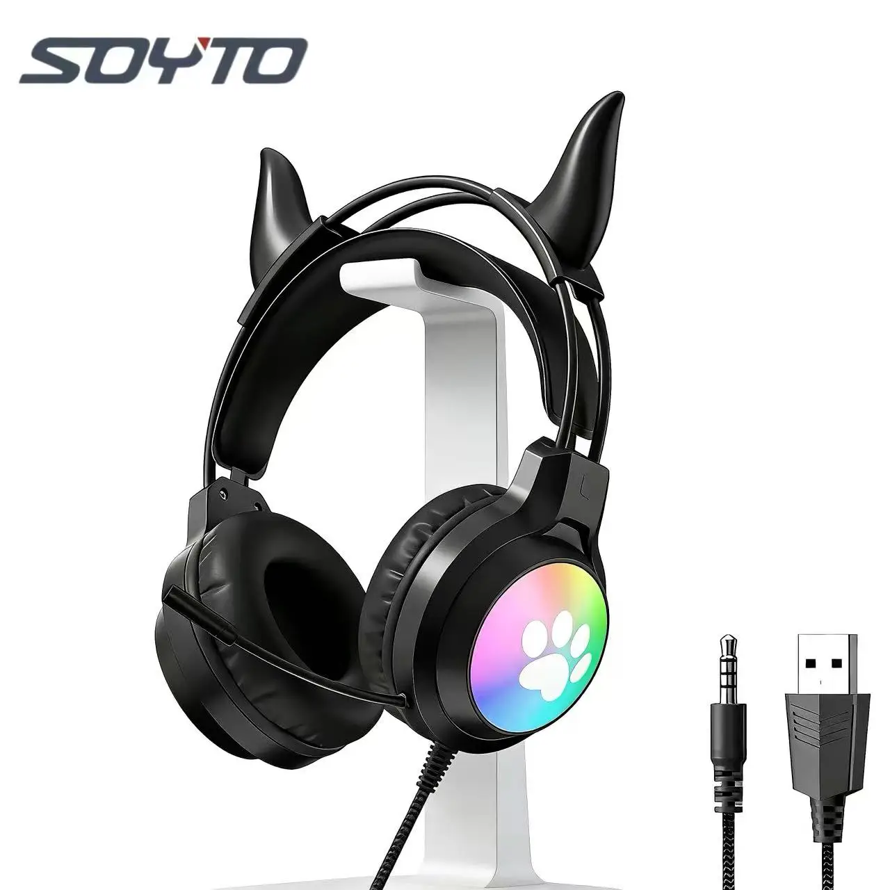 Noise Cancelling Headphone - SOYTO RGB Light Wired Over-Ear Gaming