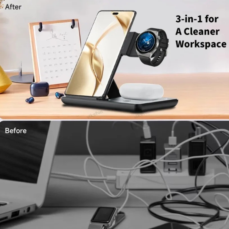 3 in 1 Wireless Charger Desk S - Usb C Earphone review and price