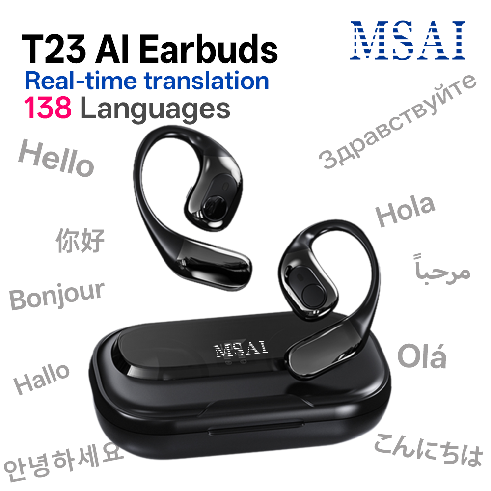 MSAI T23 AI Translator Earbuds - Earbuds Charging Case review and price