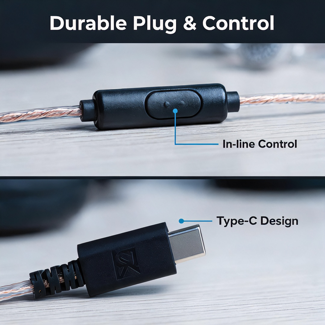 Type-C Wired Earbuds Retro Loo - Wired Earphone Mic review and price